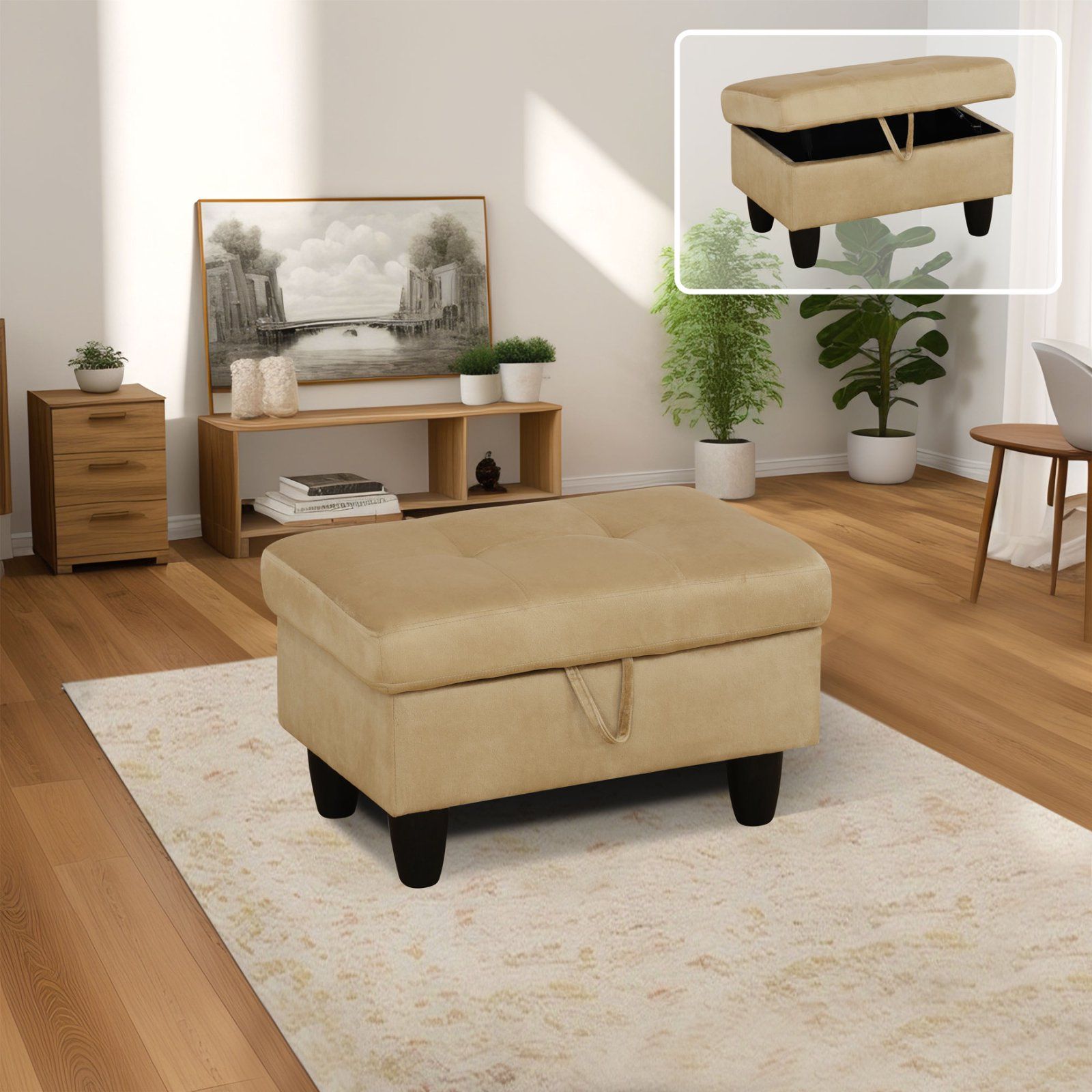 Pickup Only--Beige Flannel 3-Piece Sofa Set