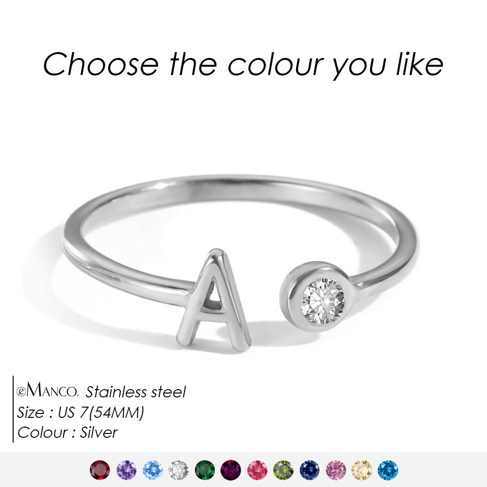 Stainless Steel Ring For Women 26-letter Ring