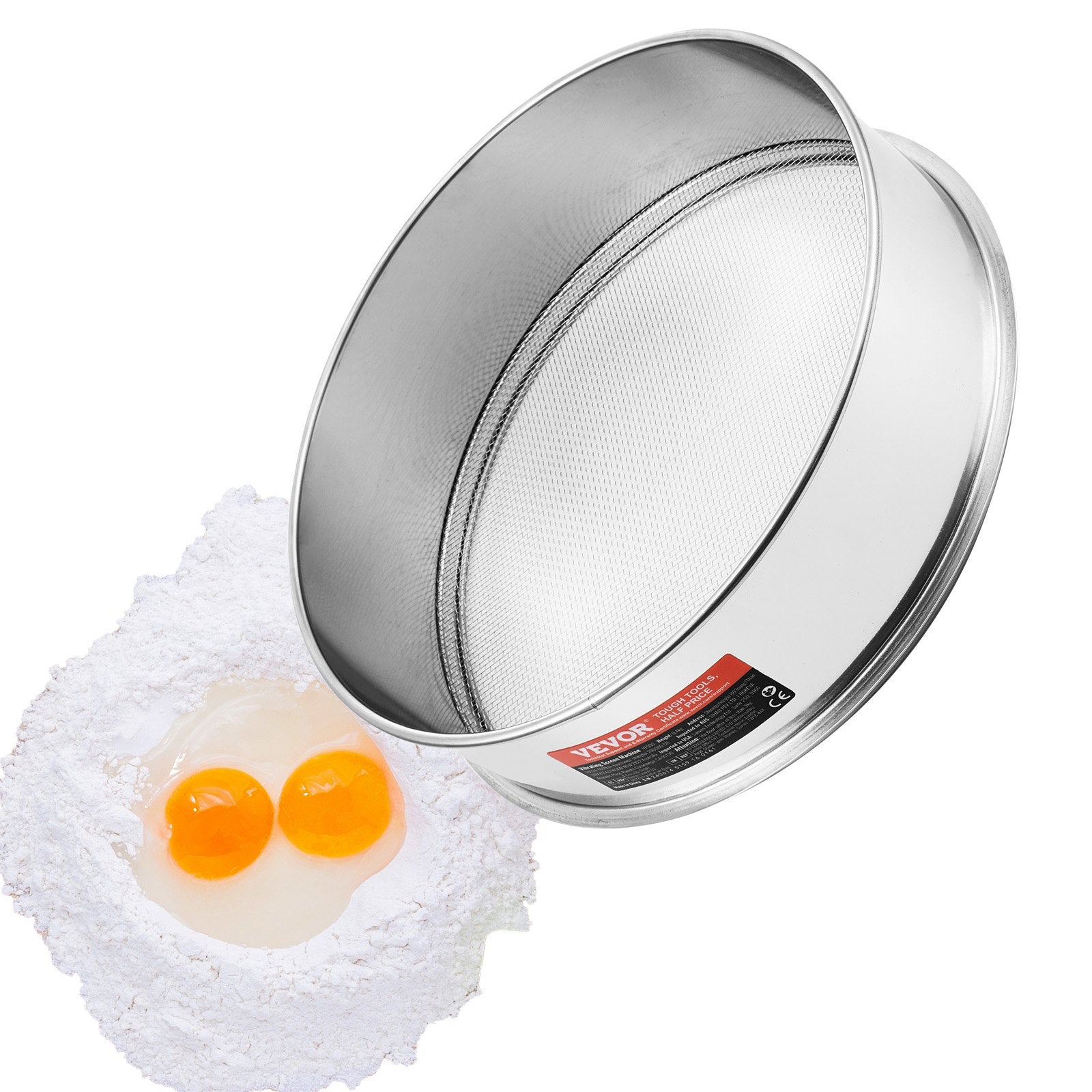 Flour Sifter with Fine Mesh, 12-Mesh Flour Sieve, Food-Grade 304 Stainless Steel Fine Mesh Strainer, 12 cm Diameter