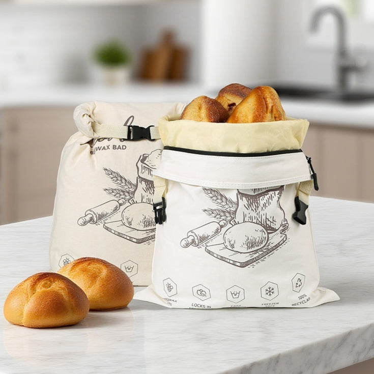 Reusable Food-grade Zippered Beeswax Bread Bag