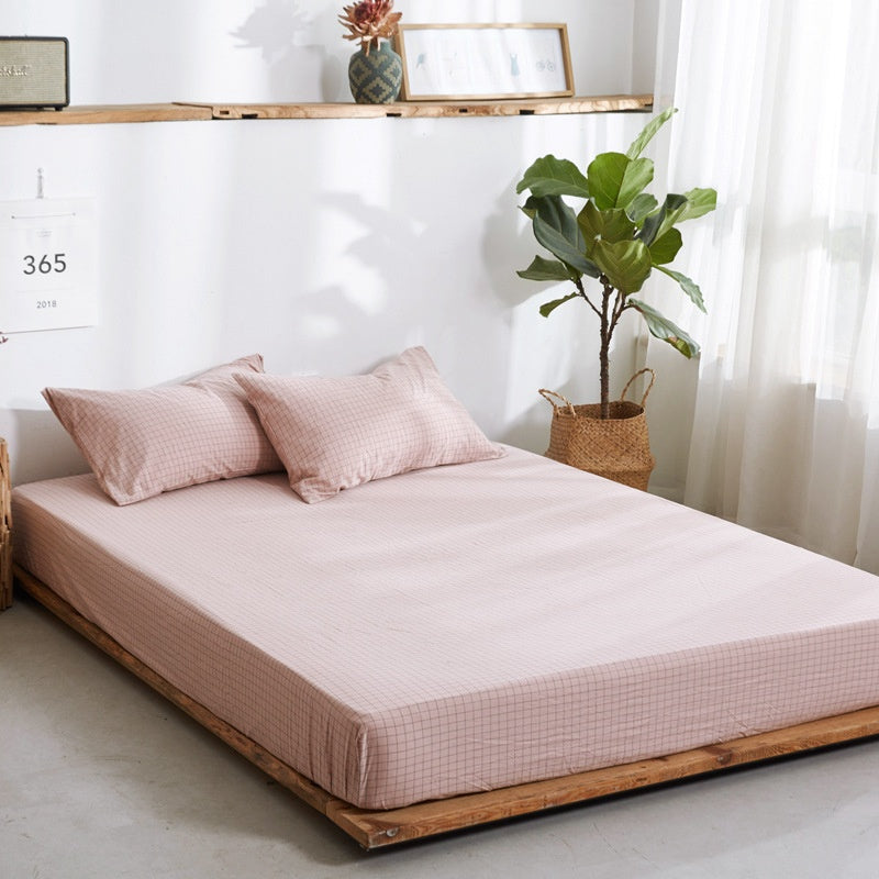 Cotton Yarn-Dyed Washed Cotton Fitted Sheet Mattress Protector