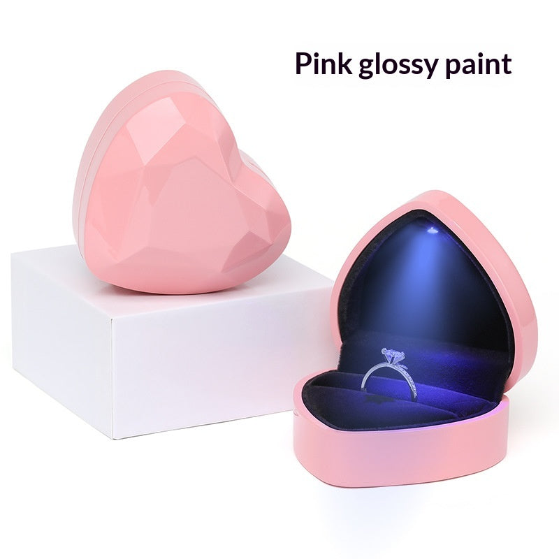 Heart-Shaped Rose Flower Ring Pendant Gift Box