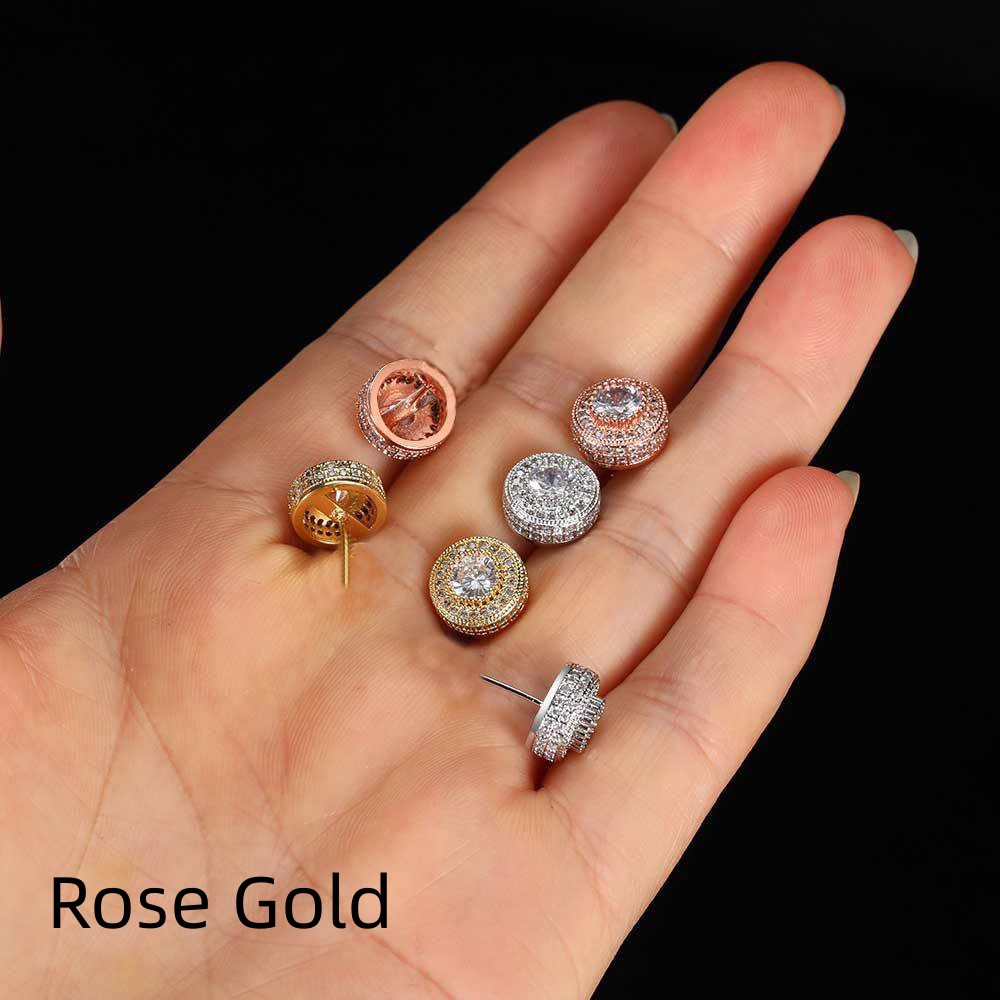 Euro-American Full-Diamond Hip-Hop Men's Earrings