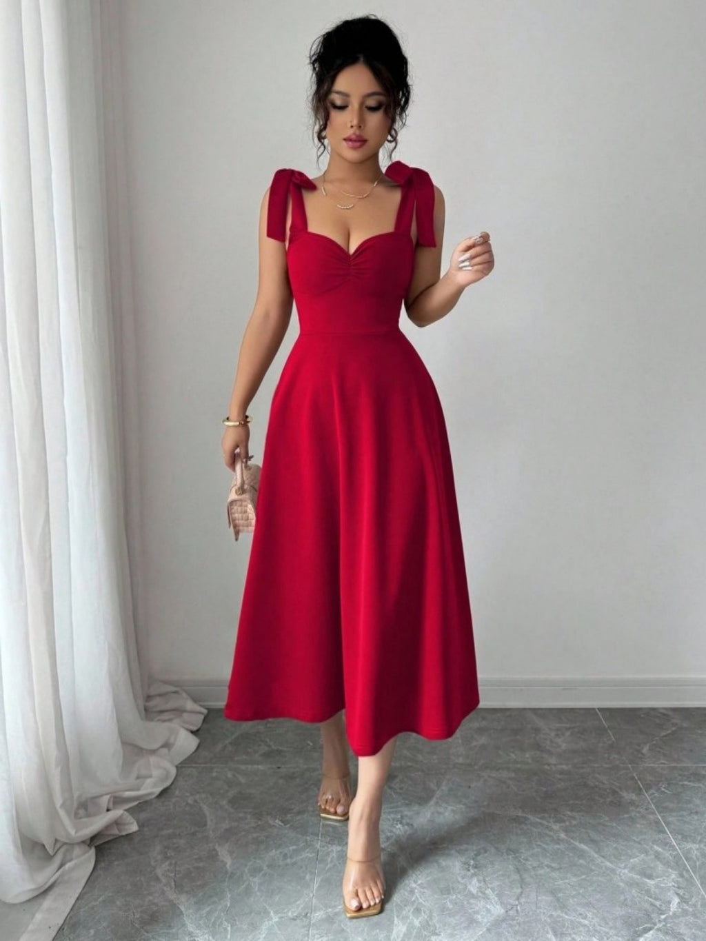 Lace-up Waist-cinching Maxi Dress