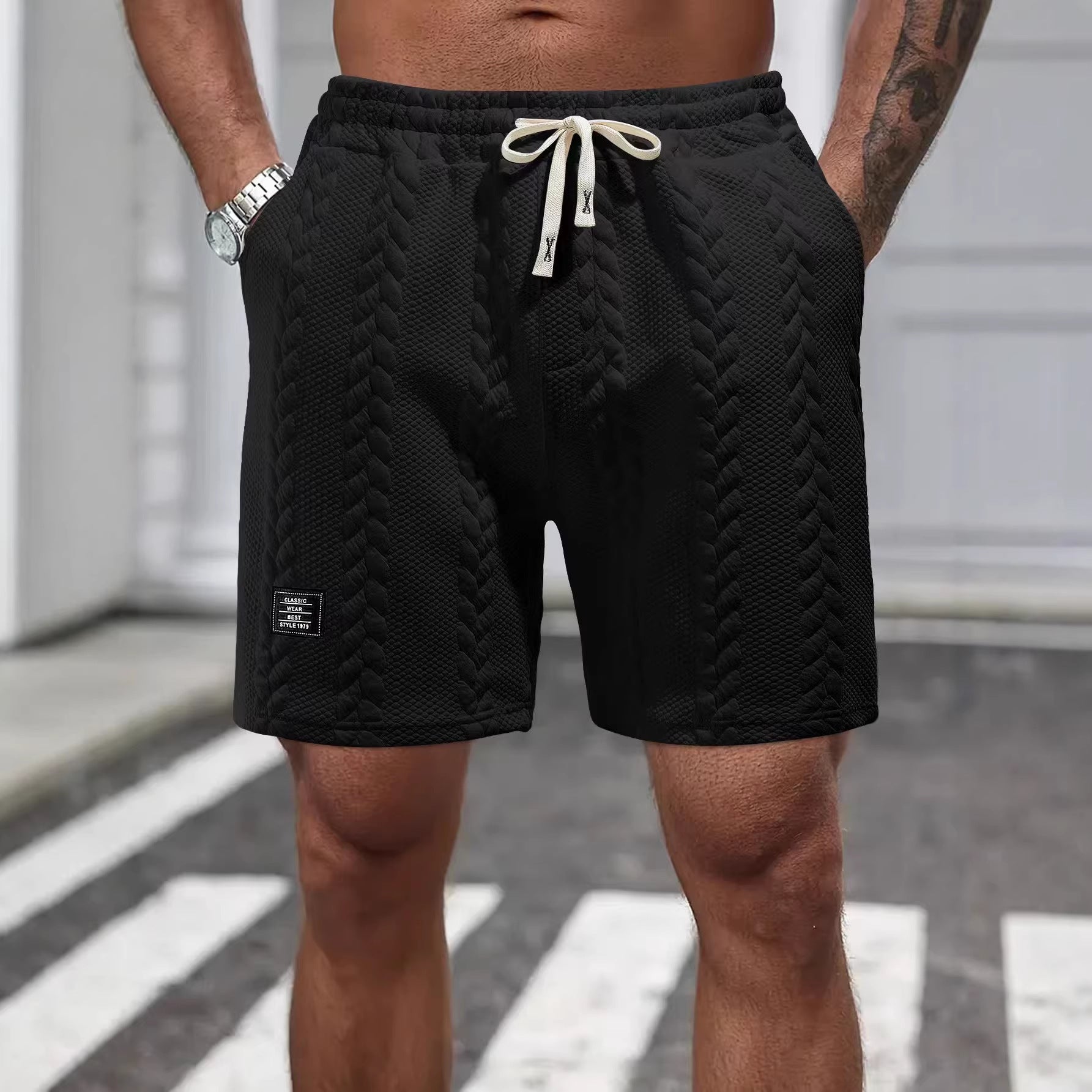 Men's Casual Shorts Jacquard Braided Design