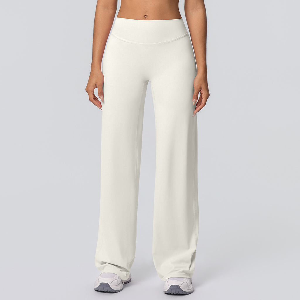 Double-sided Brushed Solid-color High-waisted Loose-fitting Breathable Yoga Wide-leg Pants