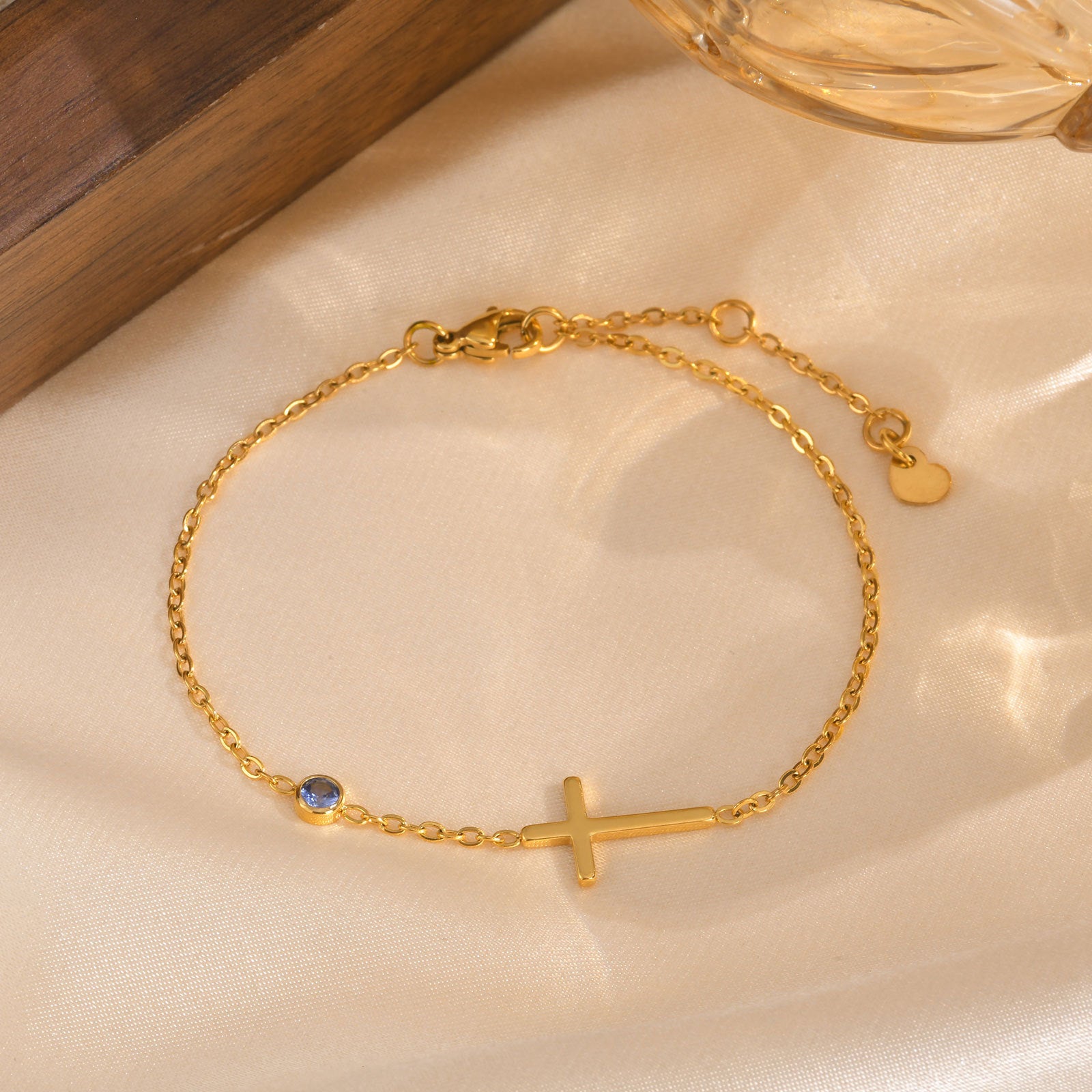 Womens Stainless Steel Cross Bracelet
