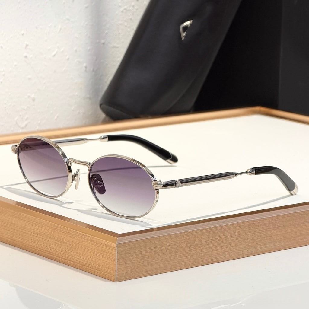 Casual And Versatile Metal Oval-frame Sunglasses