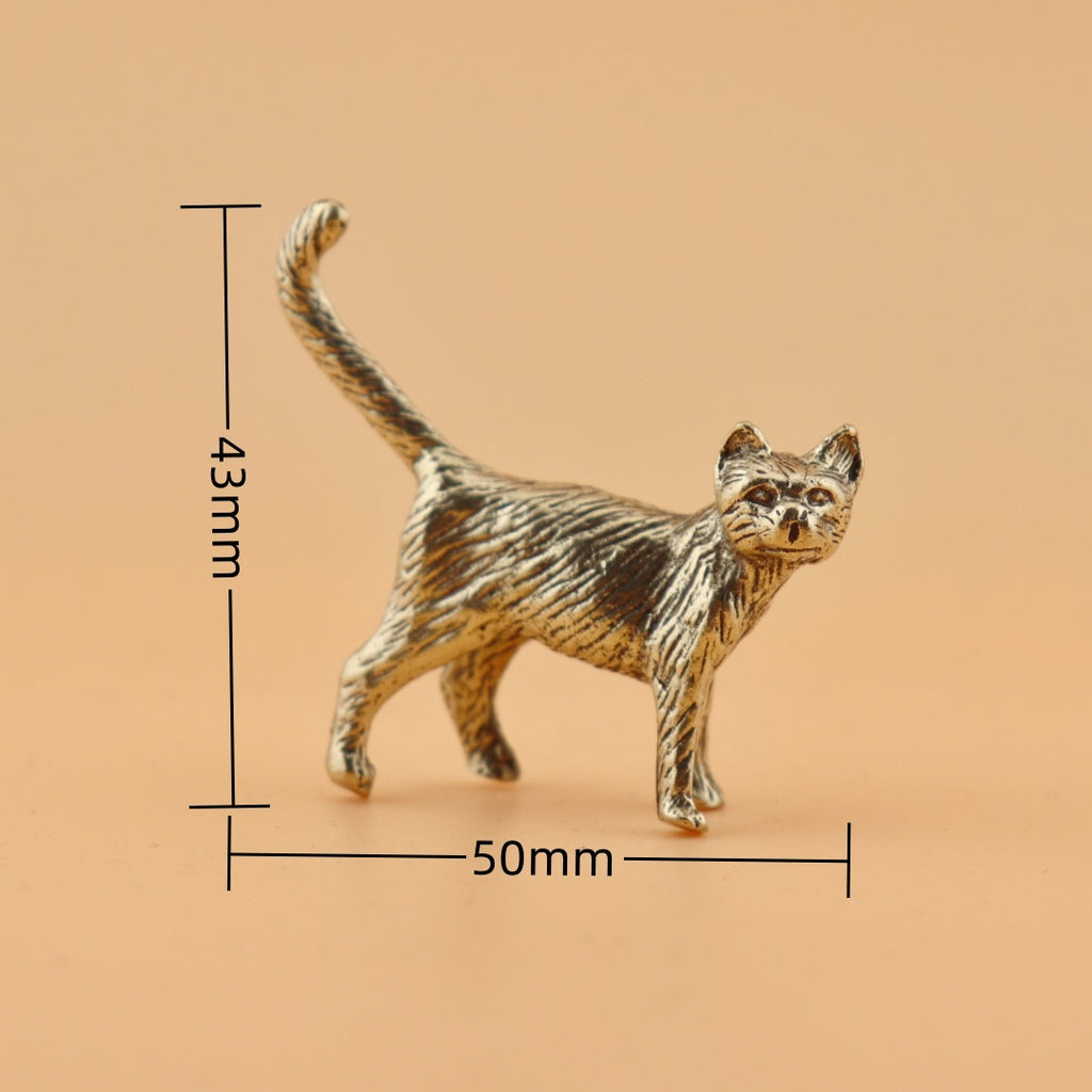 Creative Little Cat Long-Tailed Cat Antique Bronze Desktop Copper Sculpture Hand Piece Craft Small Ornament
