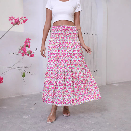 Bohemian Resort-Style Sweet Printed Maxi Skirt