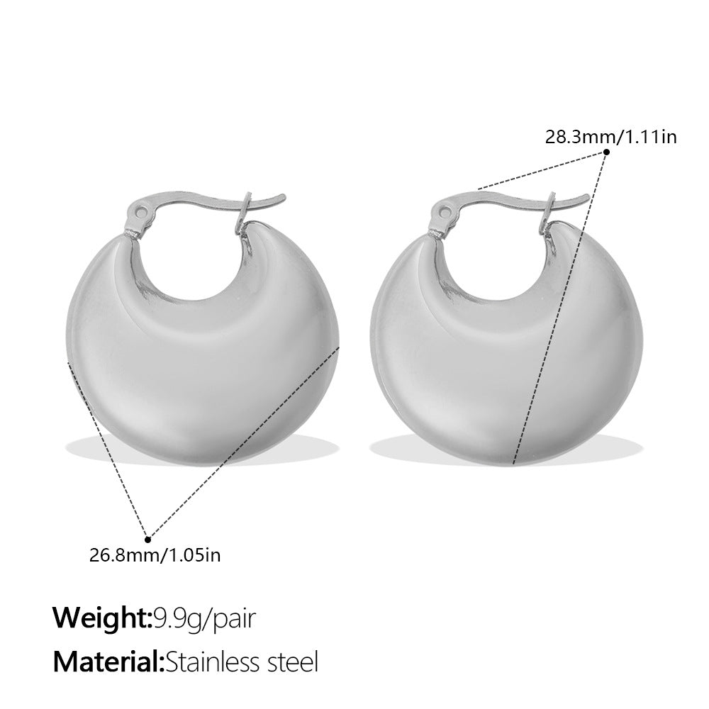 Fashion Exaggerated Metallic Gold Earrings, Simple & Versatile C-Shaped Half-Round Hoop Earrings