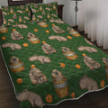 3-Piece Capybara Printed Quilt Set Soft Microfiber Lightweight Green Bedspread Coverlet Cartoon Animal Coverlet With 2 Pillow Shams