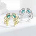 Fashionable Versatile Earrings Inlaid With Peacock-green Zircon