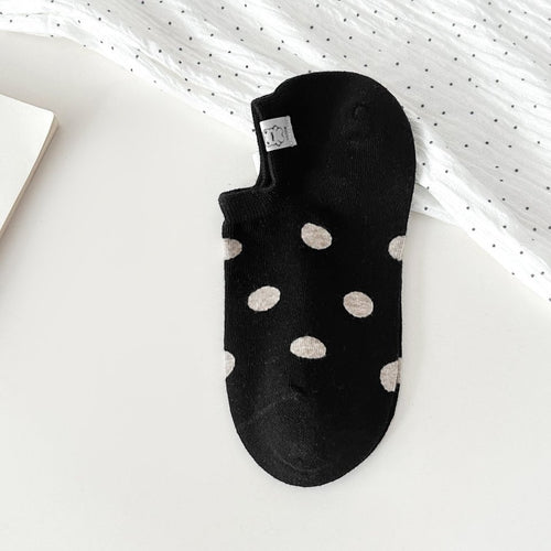 Bear Woven Label, Large Polka Dot, Non-slip Silicone Heel Grip, No-show Low-cut Invisible Socks, Breathable And Sweat-absorbent, Casual Low-top Short Socks