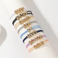 Copper Inlaid Zircon Letters Hand Woven Color Adjustable Hand Rope