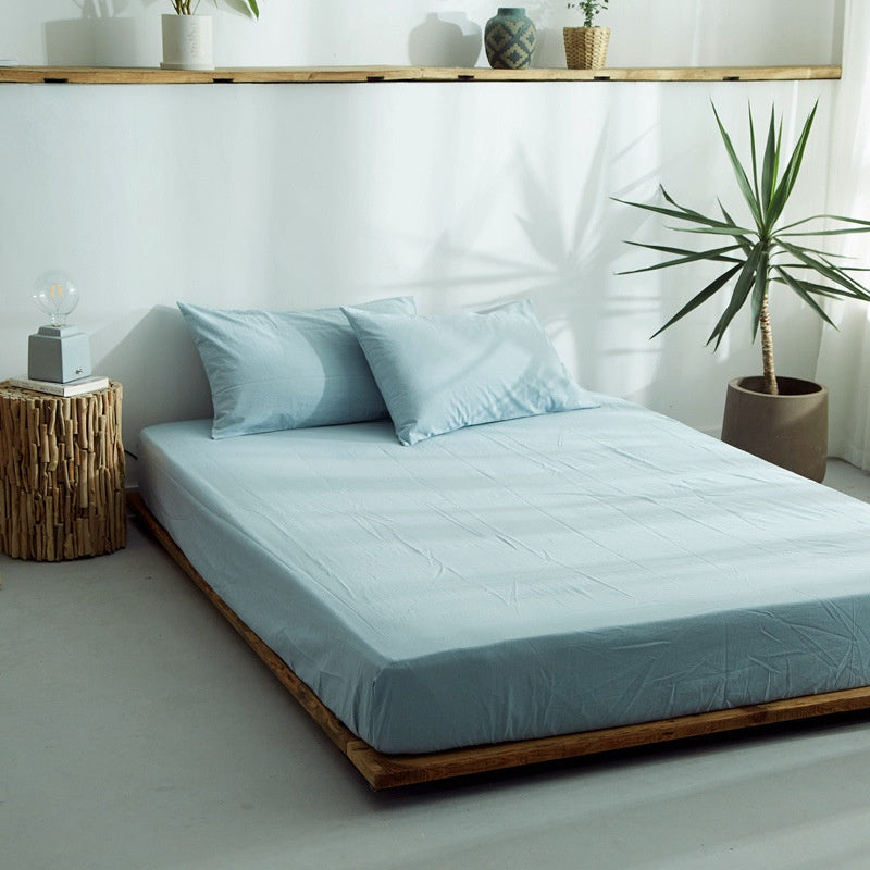 Cotton Yarn-Dyed Washed Cotton Fitted Sheet Mattress Protector