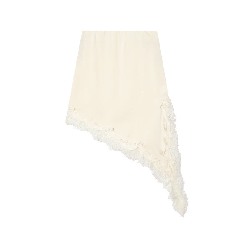 European And American-style Fashionable Minimalist Asymmetrical Lace Skirt
