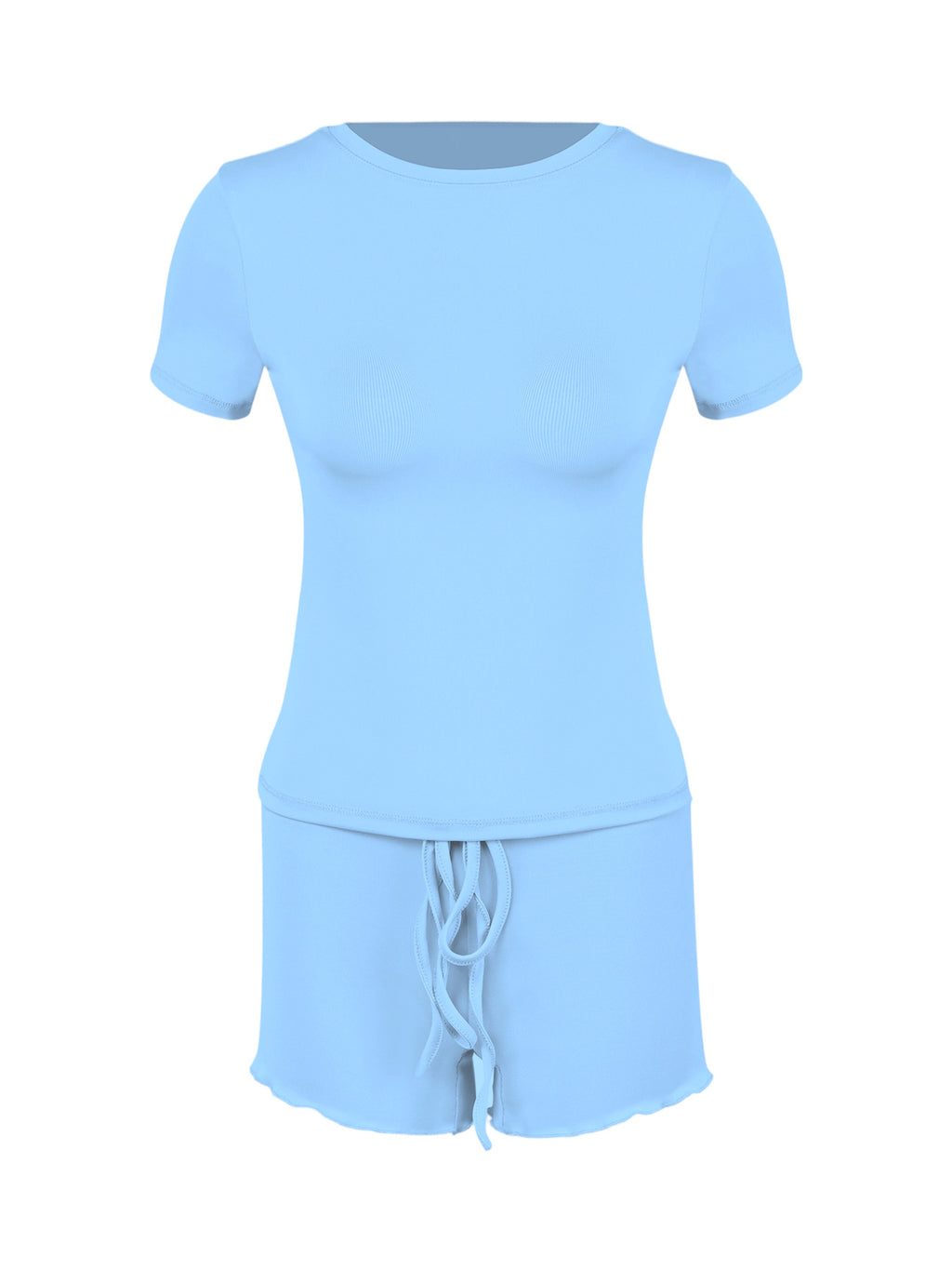 Womens Stylish Form-fitting Short-sleeve Set With A Crew Neck