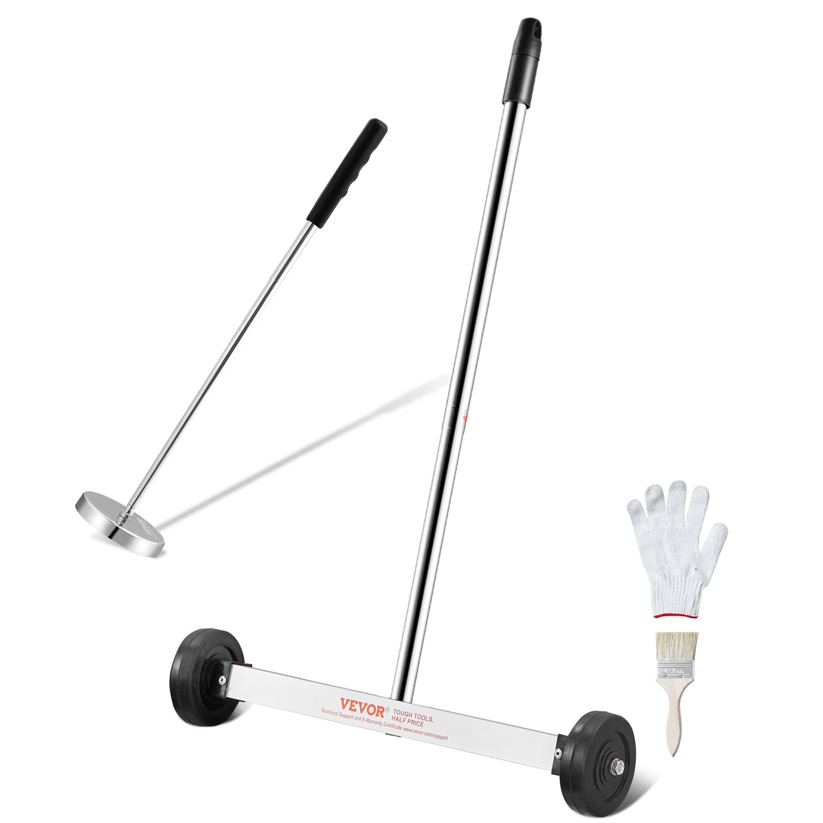 15-Inch Magnetic Sweeper with Wheels, 8 lbs Capacity, Extendable Magnetic Pickup Tool, Adjustable Handle