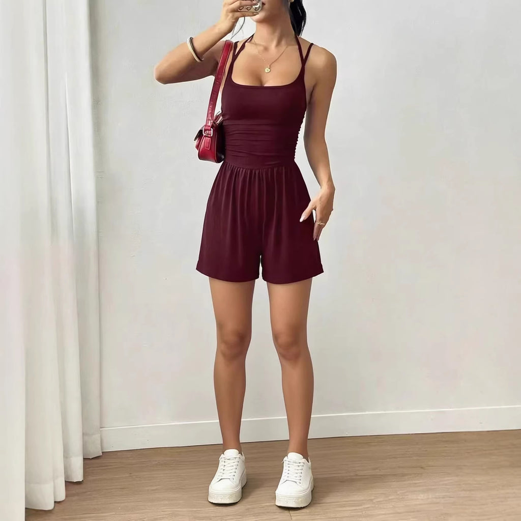 Sleeveless Strappy High-Waist Jumpsuit For Women