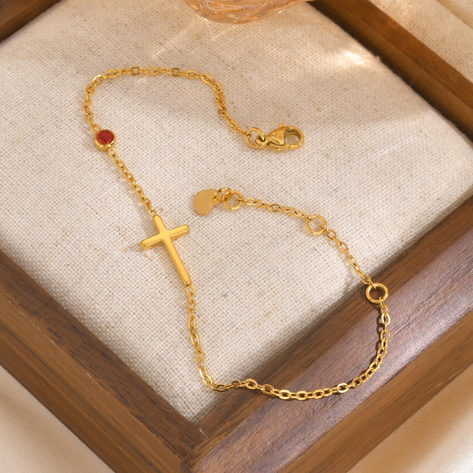 Womens Stainless Steel Cross Bracelet