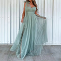 Womens Mesh-Panelled Strap Long Dress