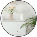 30 Inch Black Metal Framed Round Bathrrom Mirror For Wall.