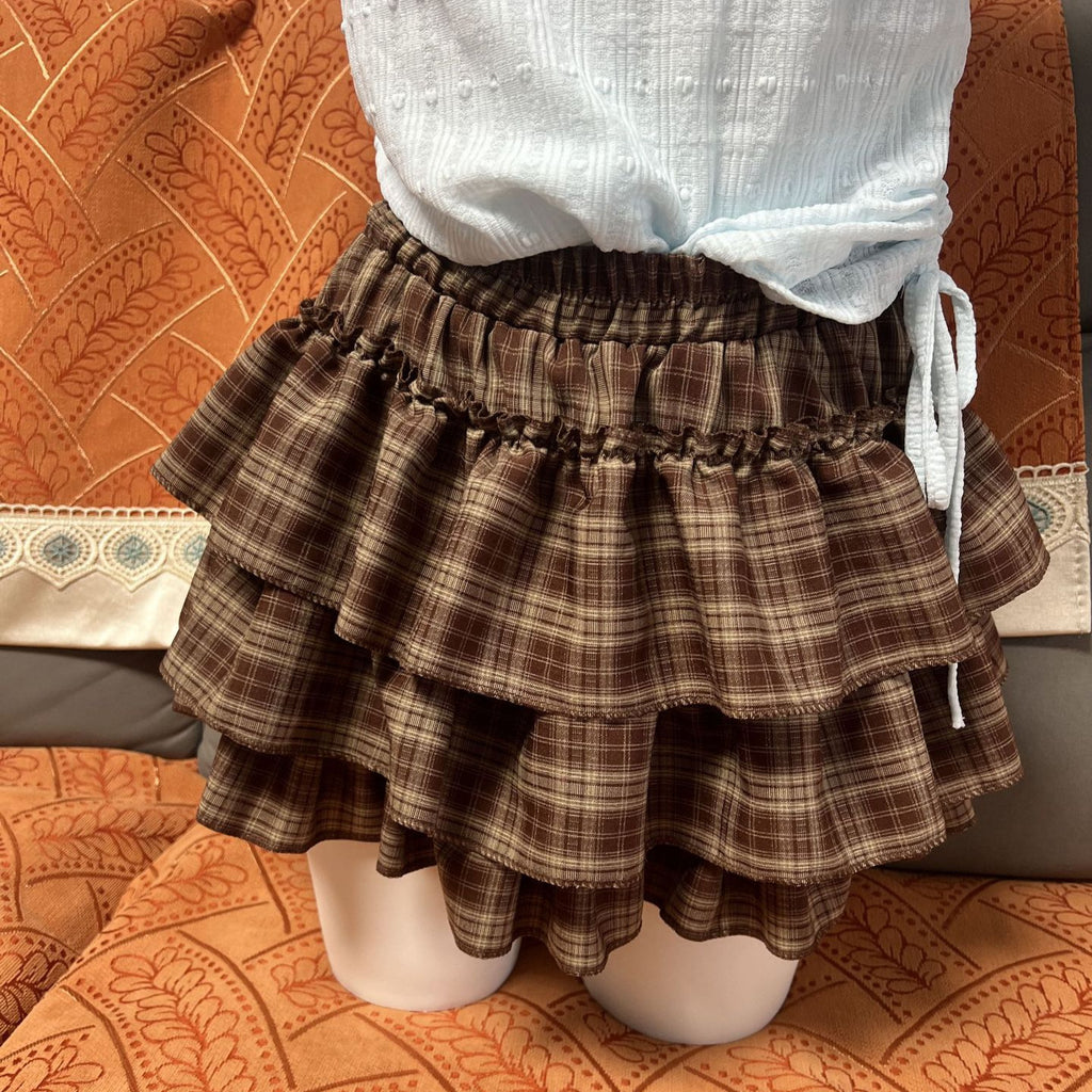 Womens Ruffle Hem Anti-Exposure Skirt For Short Statures