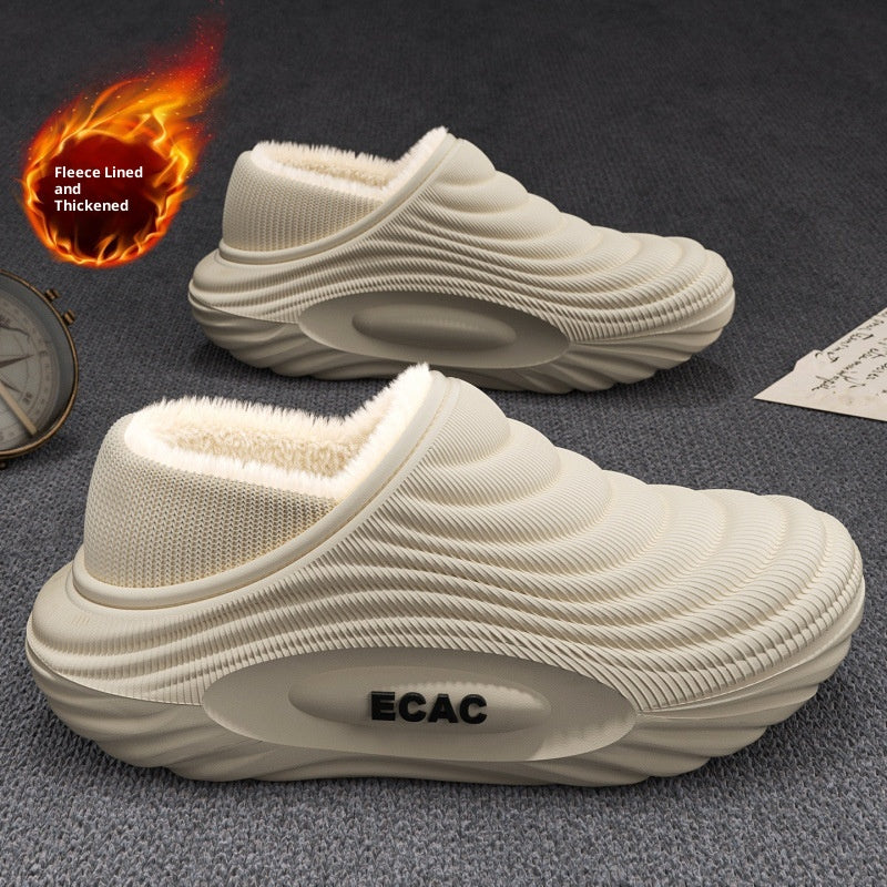 New Warm, Fleece-lined, Thickened Indoor House Slippers With Non-slip, Waterproof Soles
