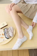 Bear Woven Label, Large Polka Dot, Non-slip Silicone Heel Grip, No-show Low-cut Invisible Socks, Breathable And Sweat-absorbent, Casual Low-top Short Socks
