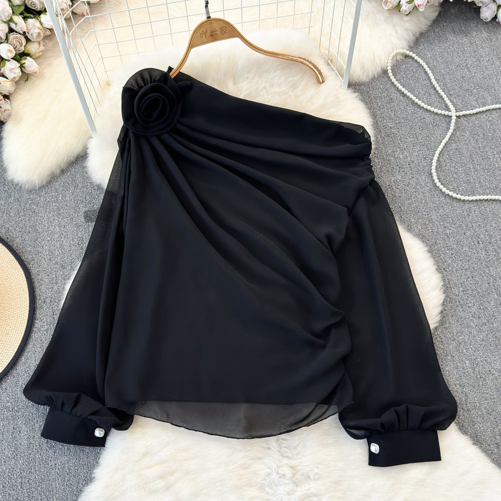 Loose-fitting Figure-flattering Chiffon Blouse For Women