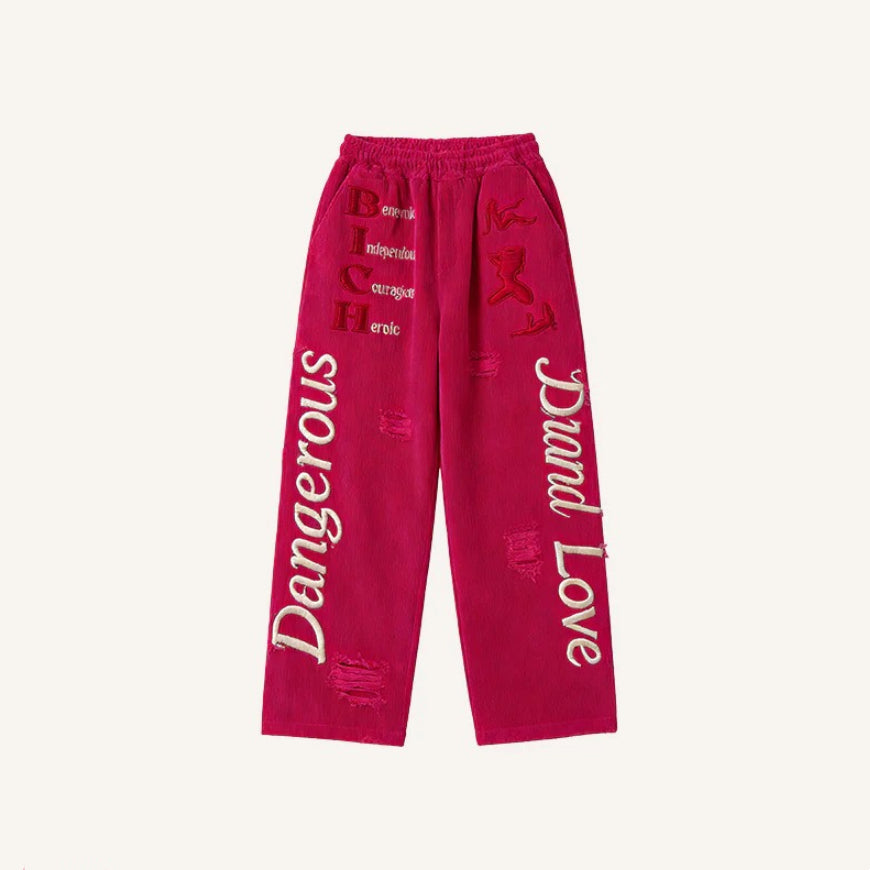 Mens Printed Straight-leg Pants Fashionable Casual Pants