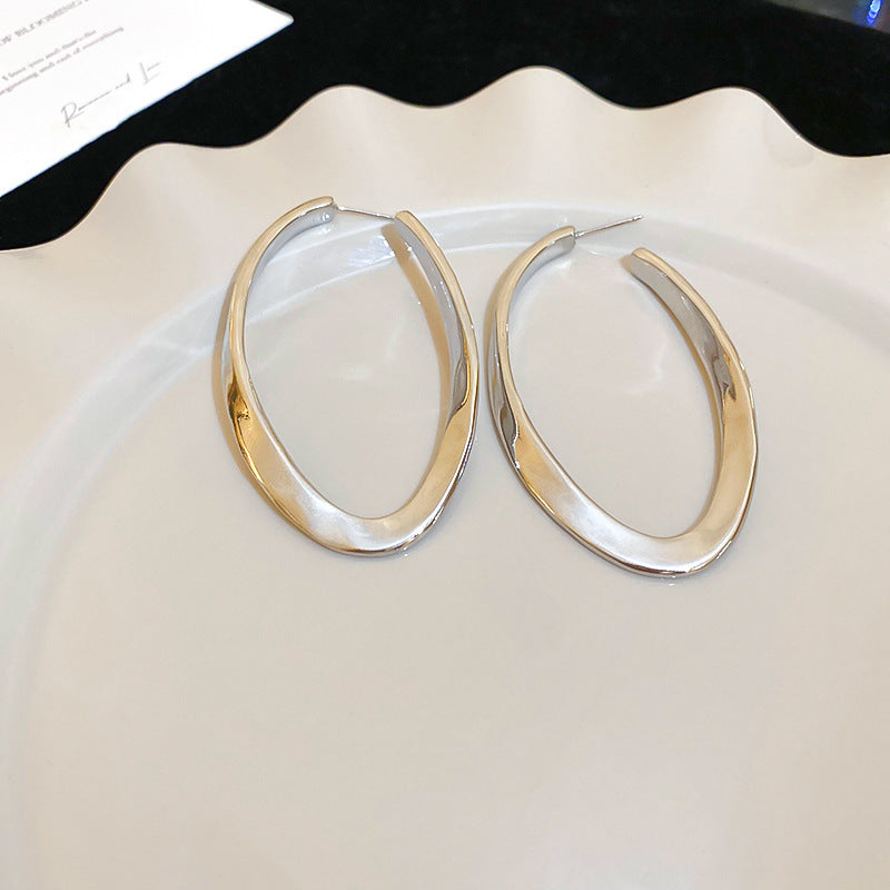 Luxury Niche Silver Round Earrings Sterling Silver Needle Daily All-Match Ear Studs