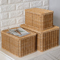 Rattan-woven Storage Basket With Lid Wardrobe Organizing Basket