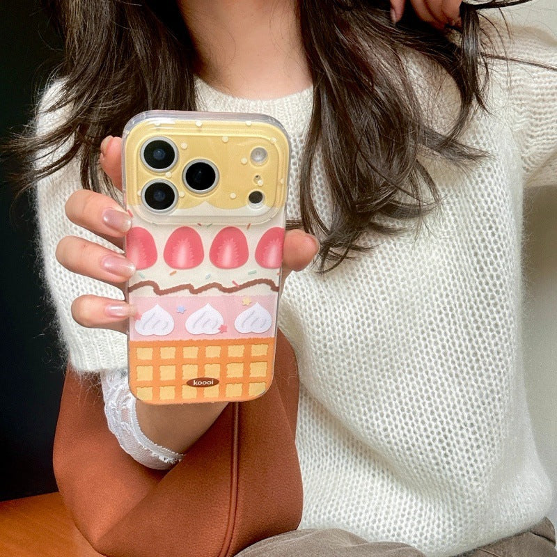 Yellow Plaid Strawberry Cake Soft Silicone Phone Case