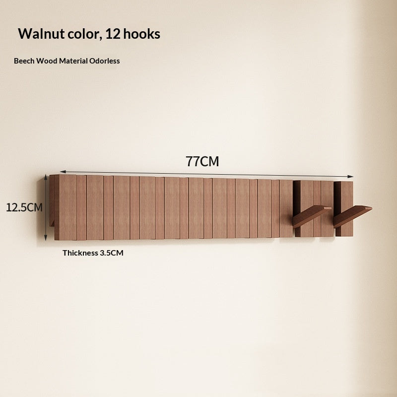 Punch-Free Solid Wood Hook Piano Key Coat Rack