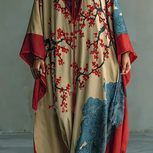 Neck Loose And Comfortable Bell Sleeved Nightgown