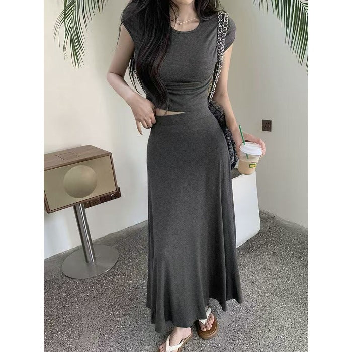 Fashionable Casual Top And Skirt Two-piece Set
