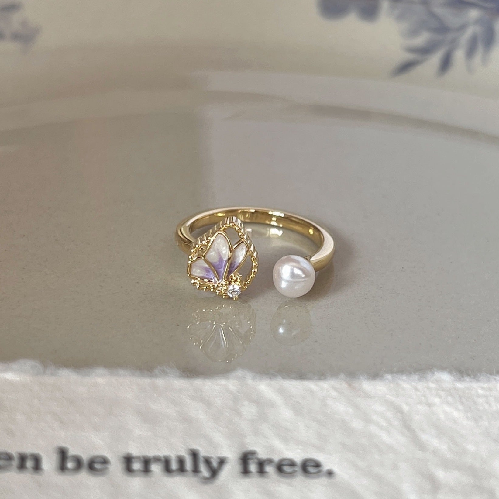Minimalist Luxury Purple Butterfly Ring, Color Drip Glaze Craft, Chic All-match Anti-fade Jewelry