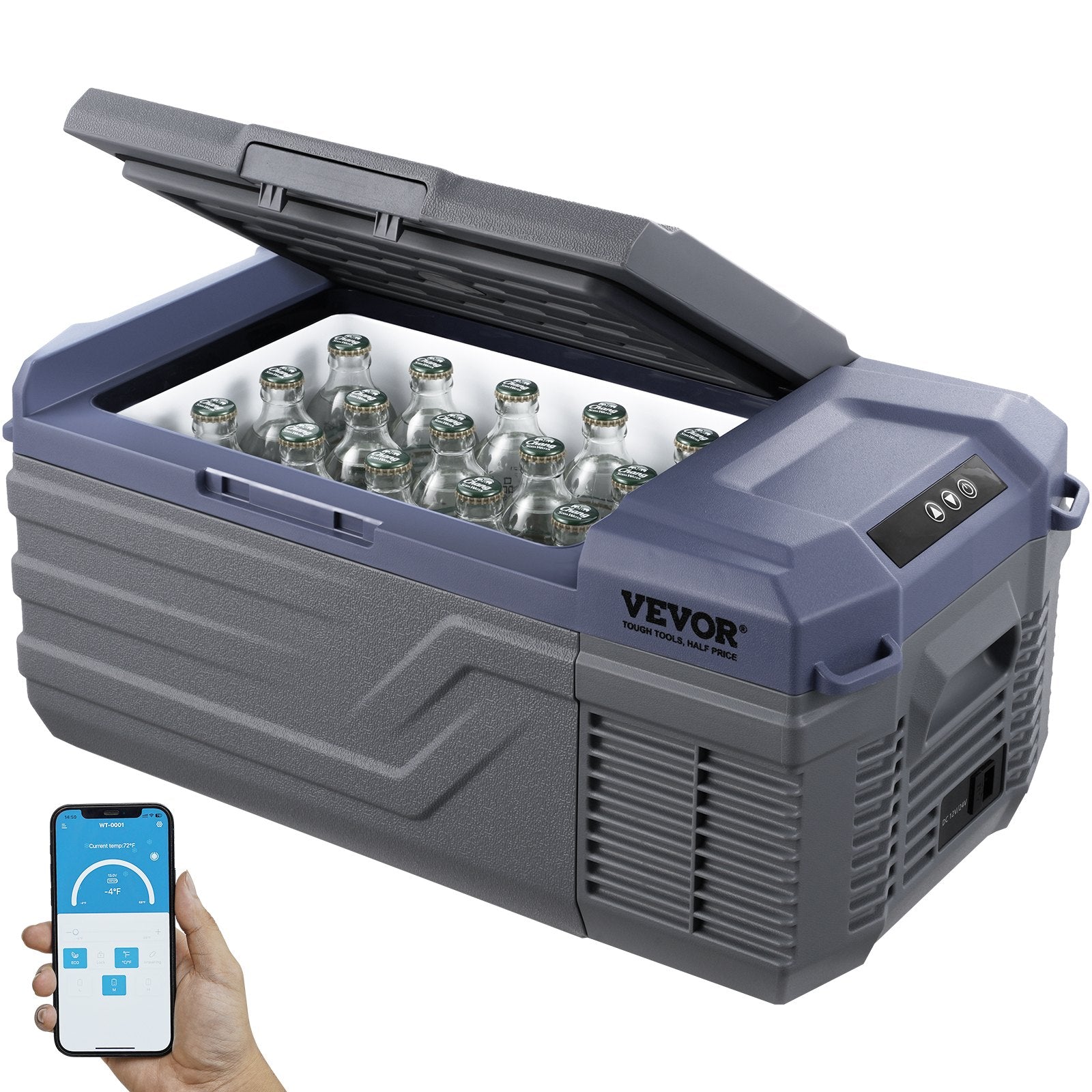 12-Volt Car Refrigerator, Portable 15L Single Zone Freezer, Adjustable Range from -4℉ to 68℉