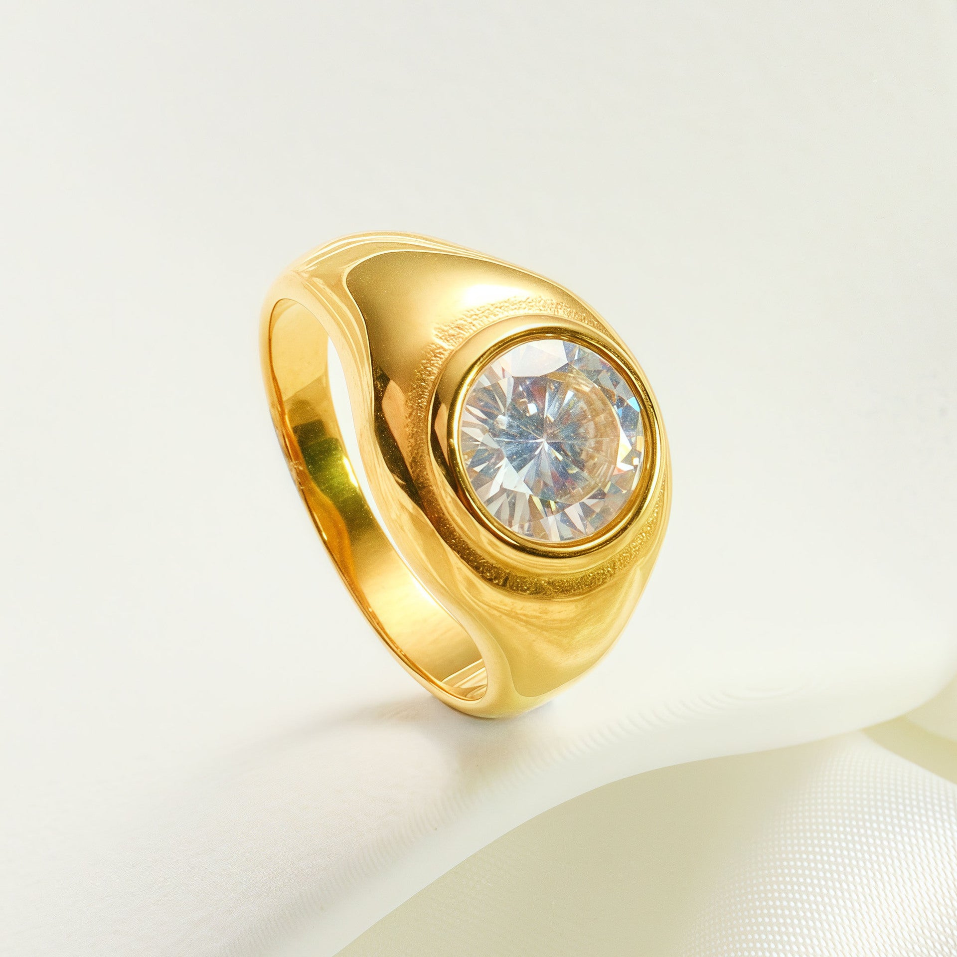 Couples White Round-diamond Stainless Steel Ring