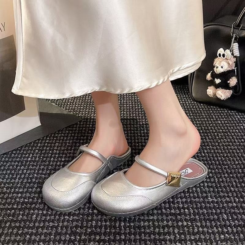 Outerwear-style Elegant Semi-slipper For Socialites