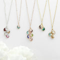 Waterdrop Birthday Stone Leaf Engraved DIY Necklace