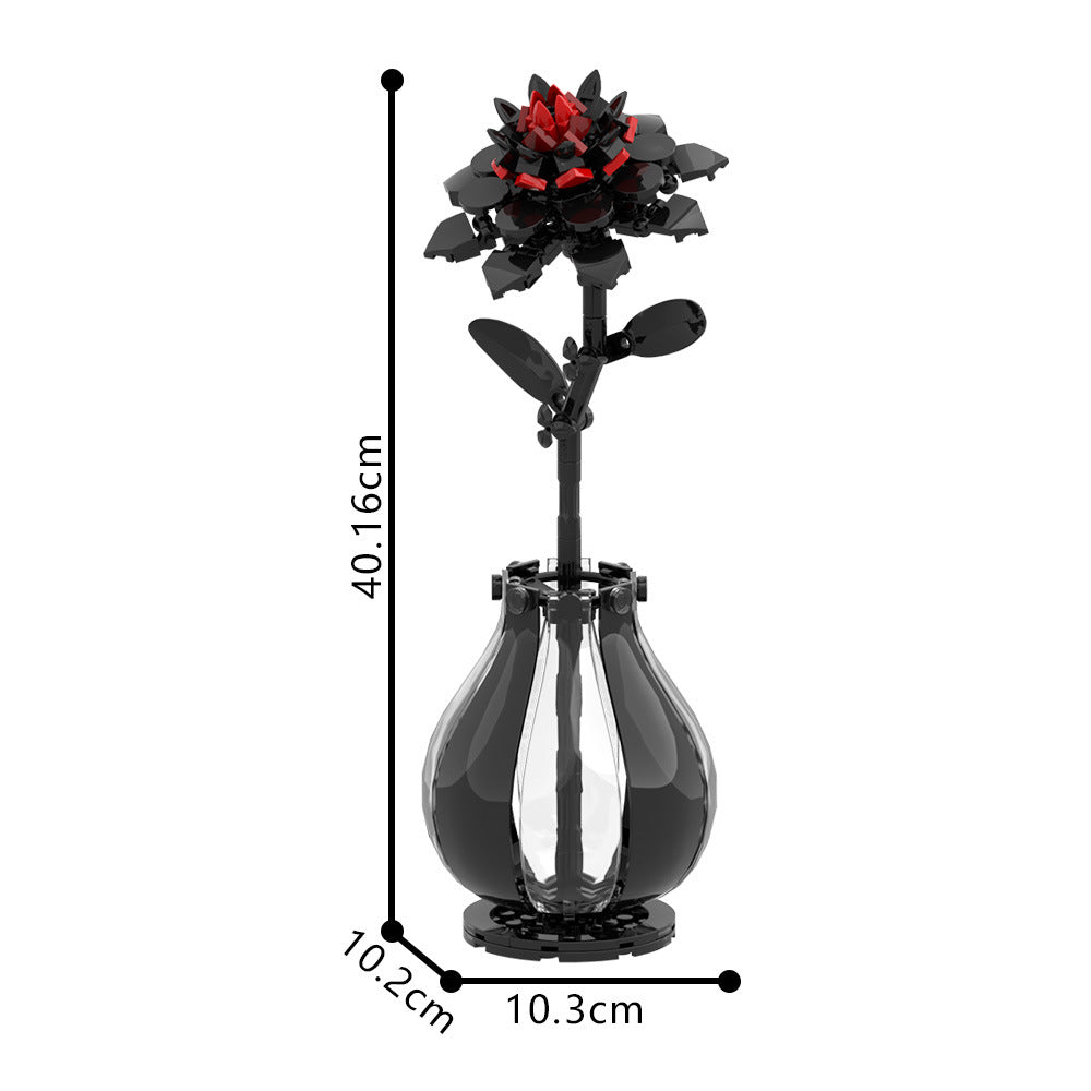 Red Dahlia Building Block Toy Creative Flower Table Decoration