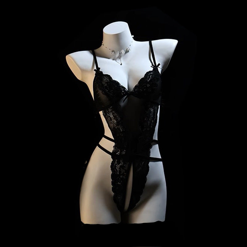 Fashionable Womens Sexy Lace Hollow-Out Jumpsuit