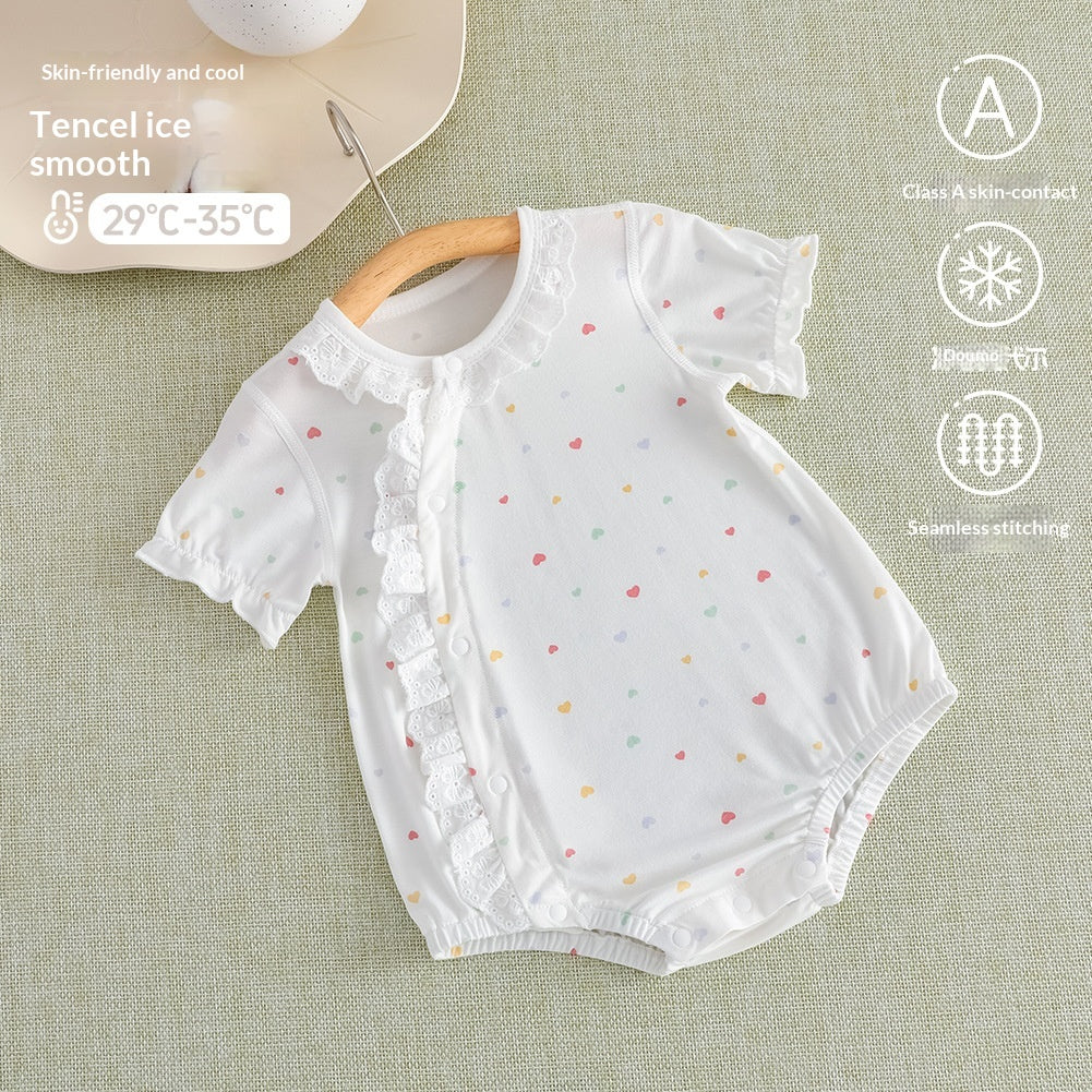 Modal Baby Romper, Summer Thin Bodysuit, Girls Short-sleeve One-piece Romper, Anyang Infant Clothing, Class A