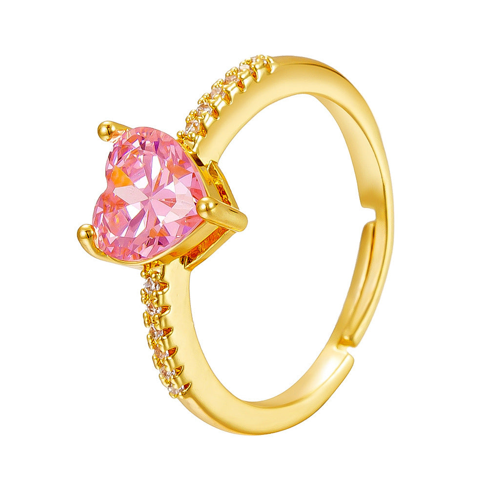Fashion Adjustable Open Ring, Micro Paved Zircon Butterfly Star Heart Copper Rings, Stylish Personalized Design