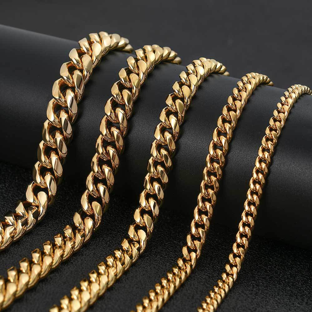 Hip Hop Stainless Steel Necklace Dragon Head Buckle Round Grinding Encryption