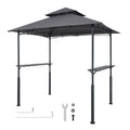 Grillpavillon, 2430x1500x500 Mm, Grillüberdachung Für Außengrill, 2-stufige BBQ-Gazebo-Überdachung, Doppeldach Gartenpavillon Mit Verstärkten Stützbeinen, Für Terrasse, Hinterhof & Garten