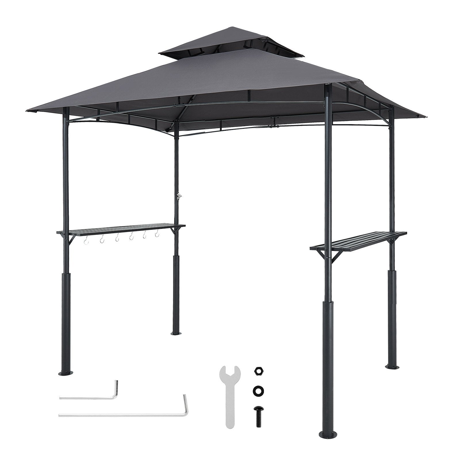 Grillpavillon, 2430x1500x500 Mm, Grillüberdachung Für Außengrill, 2-stufige BBQ-Gazebo-Überdachung, Doppeldach Gartenpavillon Mit Verstärkten Stützbeinen, Für Terrasse, Hinterhof & Garten